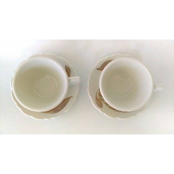 Vintage Syracuse China 2 Cups and Saucers 60s Winthrop Shape Coffee Restaurant - Picture 3 of 6